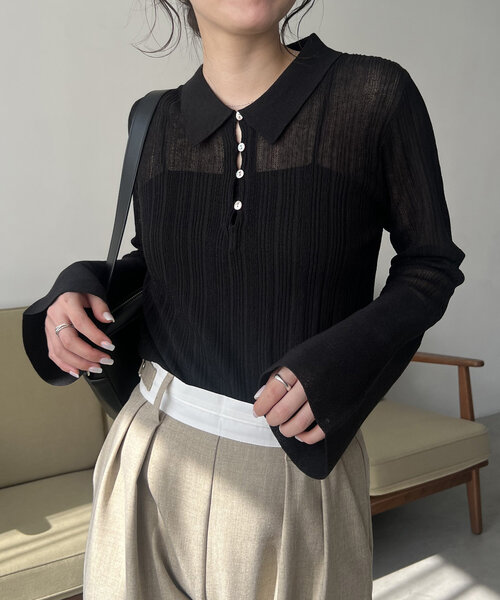 CAPRICIEUX LE'MAGE ニット セーター 襟付シアープルオーバー