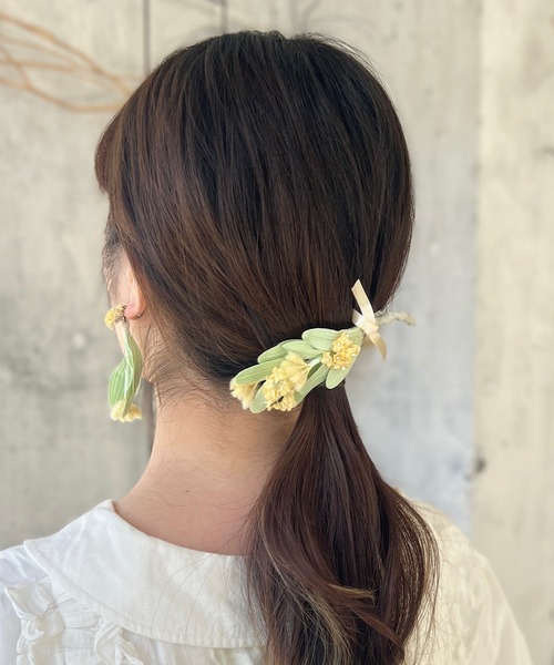 m.soeur（エムスール） ヘアクリップ ミモザの花束バレッタ : ZOZOTOWN