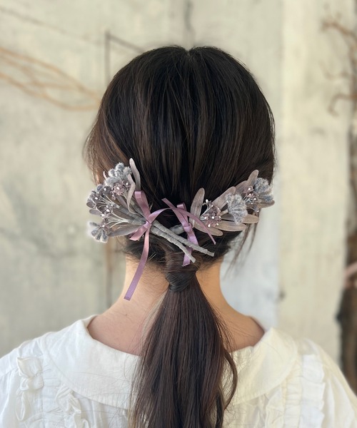 m.soeur（エムスール） ヘアクリップ ミモザの花束バレッタ : ZOZOTOWN