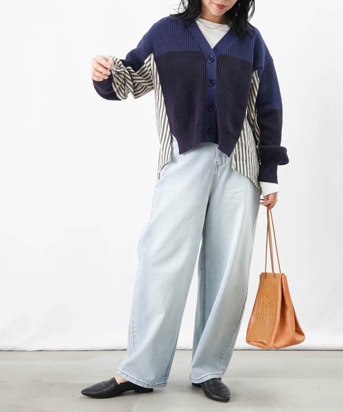 カーディガン LC/LLL プリントドッキングニットカーディガン レディース LADY LUCK LUCA カーディガン LC/LLL プリントドッキングニット
