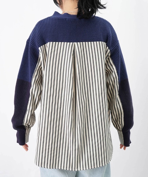 カーディガン LC/LLL プリントドッキングニットカーディガン レディース LADY LUCK LUCA ニット セーター LC/LLL ドッキングカーディガン