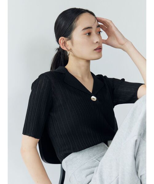 tシャツ シアーカラーネックシニットプルオーバー レディース LAGUNAMOON tシャツ シアーカラーネックシニットプルオーバー