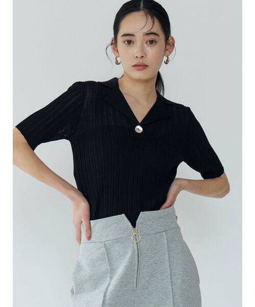 tシャツ シアーカラーネックシニットプルオーバー レディース LAGUNAMOON tシャツ シアーカラーネックシニットプルオーバー