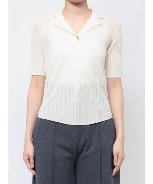 LAGUNAMOON tシャツ シアーカラーネックシニットプルオーバー
