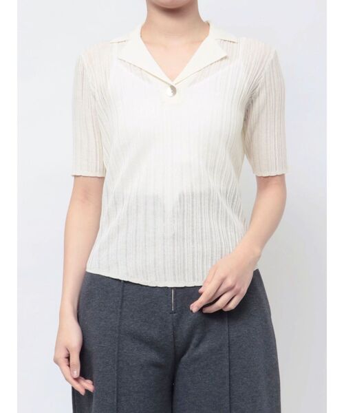 LAGUNAMOON tシャツ シアーカラーネックシニットプルオーバー