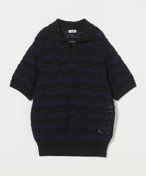 Coohem ポロシャツ 「COOHEM」 ZIGZAG SUKASHI KNIT PULLOVER