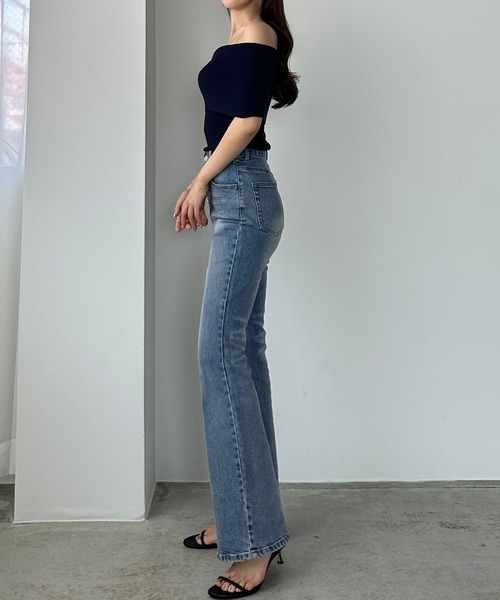 louere ルエレ ストレッチフレアデニムパンツ Louere ストレッチフレアデニムパンツ | ルエレ(Louere