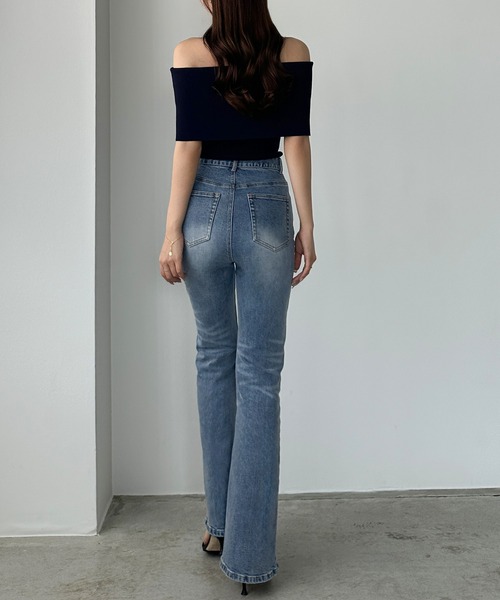 【タグ付き】Louere ルエレ ストレッチフレアデニムパンツ Louere ジーンズ デニム デニムパンツ ストレッチフレアデニム