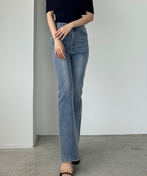 Louere ジーンズ デニム デニムパンツ ストレッチフレアデニム