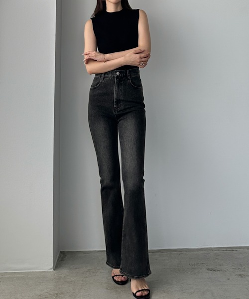 Louere ストレッチフレアデニムパンツ Sサイズ Louere ジーンズ デニム デニムパンツ ストレッチフレアデニム