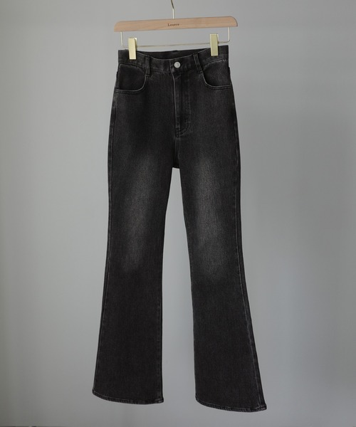 L'Appartement　インディゴストレッチフレアデニム　28 STANDARD WARDROBE LASTIC ワイドパンツ【ストレッチデニム