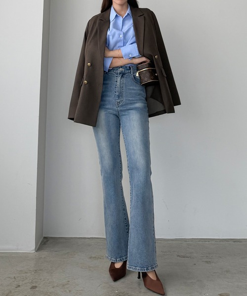 ルエレ（Louere）/Louere　ストレッチフレアデニムパンツ Louere（ルエレ） ジーンズ デニム デニムパンツ ストレッチフレア