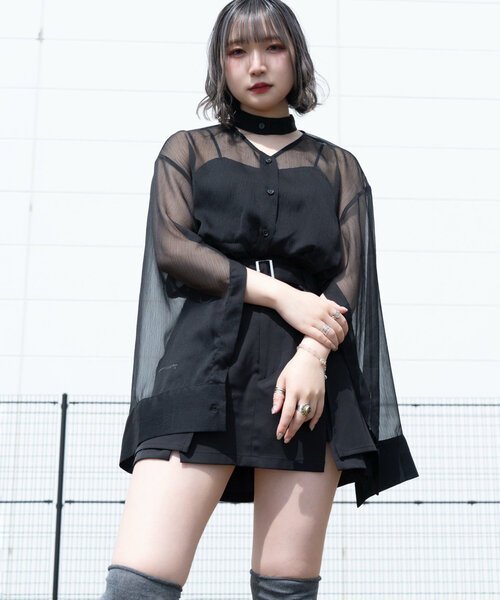 Mavie..7】袖スリットシアーシャツ（シャツ/ブラウス）｜Mavie