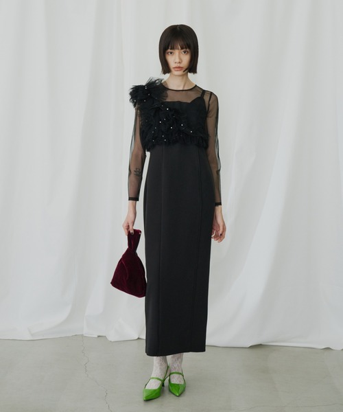 ANDRÉSD パールビスチェドレス ブラック ANDRESD ドレス パールビスチェドレス / pearl bustier dress