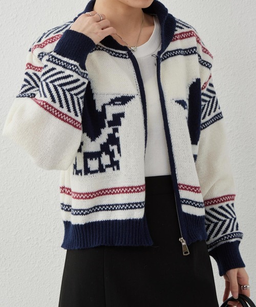 「MAISON DE THERESE」 ニットカーディガン FREE ネイビー レディース_画像3