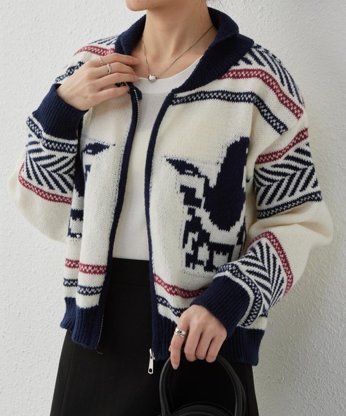 「MAISON DE THERESE」 ニットカーディガン FREE ネイビー レディース_画像4
