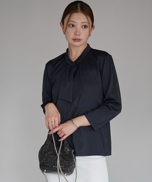 tシャツ ボウタイ風七分袖ブラウス レディース etre pret tシャツ ボウタイ風七分袖ブラウス レディース