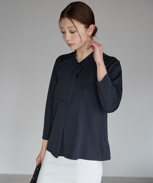 tシャツ ボウタイ風七分袖ブラウス レディース etre pret tシャツ ボウタイ風七分袖ブラウス レディース