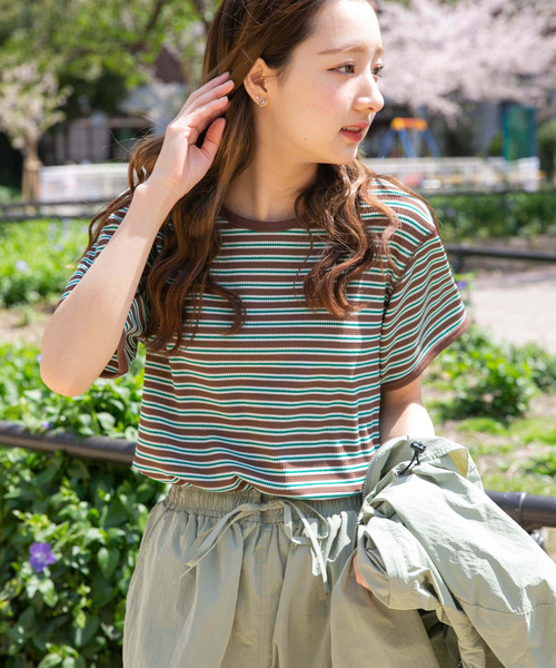 ハニカムワッフルボーダーTシャツ ITEMS URBANRESEARCH tシャツ ハニカムワッフルボーダーTシャツ