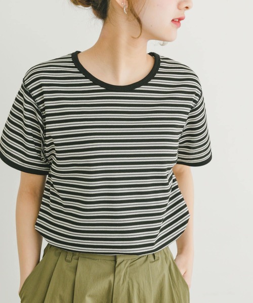 ハニカムワッフルボーダーTシャツ ITEMS URBANRESEARCH tシャツ ハニカムワッフルボーダーTシャツ