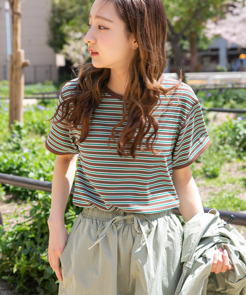 ハニカムワッフルボーダーTシャツ ITEMS URBANRESEARCH tシャツ ハニカムワッフルボーダーTシャツ