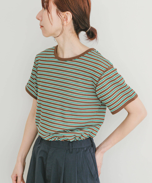 ハニカムワッフルボーダーTシャツ ITEMS URBANRESEARCH tシャツ ハニカムワッフルボーダーTシャツ