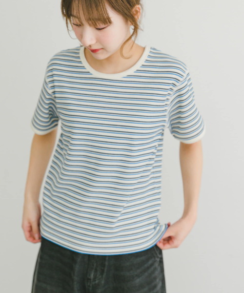 ハニカムワッフルボーダーTシャツ URBAN RESEARCH ITEMS｜ハニカムワッフルボーダーTシャツ