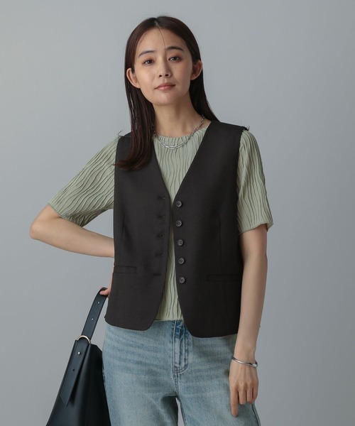 ベスト ジレ 「willow」和紙ライクニットベスト レディース