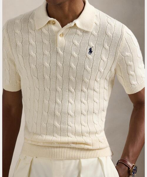 【POLO RALPH LAUREN】ケーブルニット ポロカラー セーター POLO RALPH LAUREN セーター ニット ケーブルニット コットン