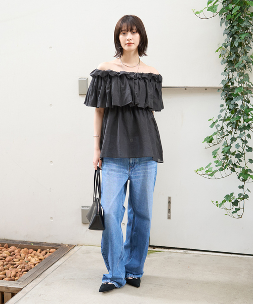 ✧美品【アッパーハイツ】ハイライズワイドデニムパンツ25 ブルー upperhights ジーンズ デニム デニムパンツ 「upper hights