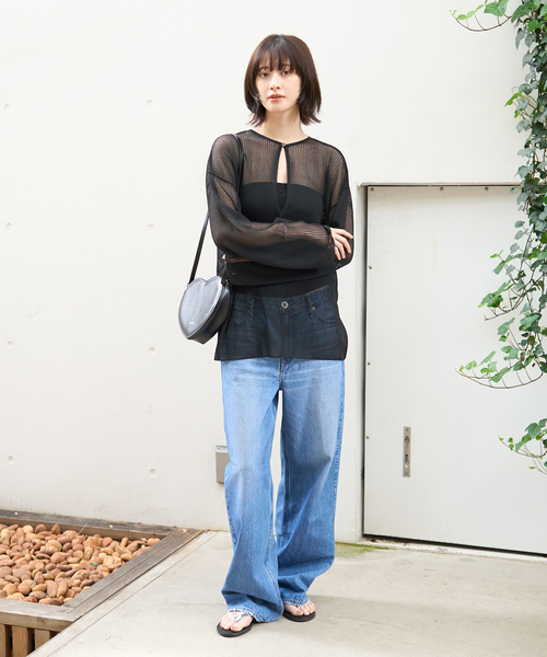 ✧美品【アッパーハイツ】ハイライズワイドデニムパンツ25 ブルー upperhights ジーンズ デニム デニムパンツ 「upper hights