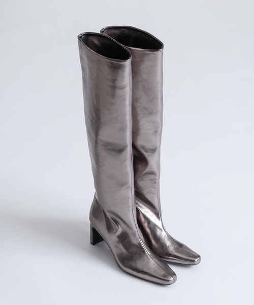 「LA BELLE ETUDE」 ロングブーツ S シルバー レディース_画像3