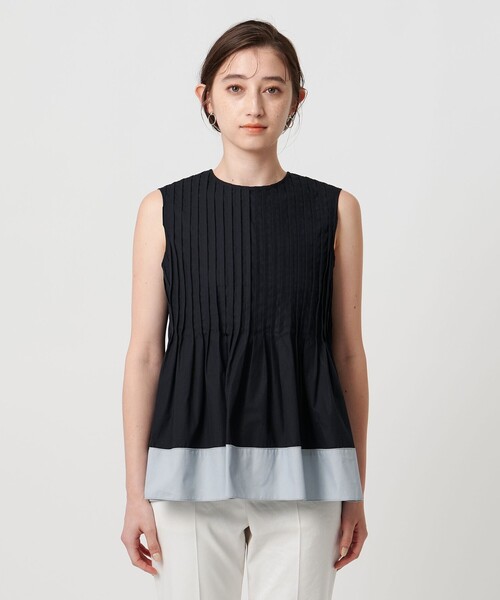 ユナイテッドアローズ シルクノースリーブ UNITED ARROWS ブラウス シャツ コットンシルク シルキータック
