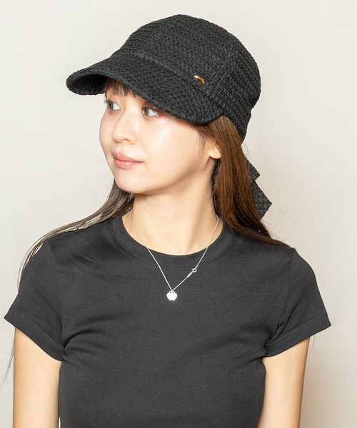 【ca4la】リボン付きキャスケット ALL LEATHER CORDEL 7(ONESIZE BLACK): キャスケット｜帽子通販