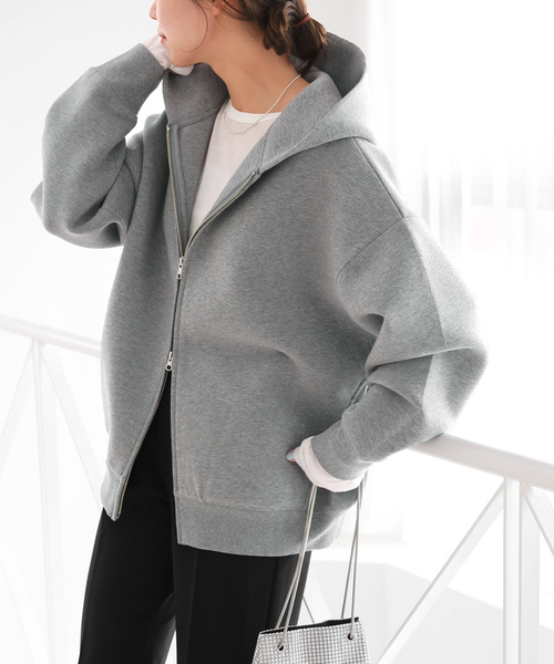 「JOURNAL STANDARD relume」 ジップアップパーカー FREE チャコールグレー レディース