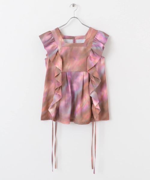 ブラウス シャツ cwtch　PRINT FRILLS TUNIC レディース