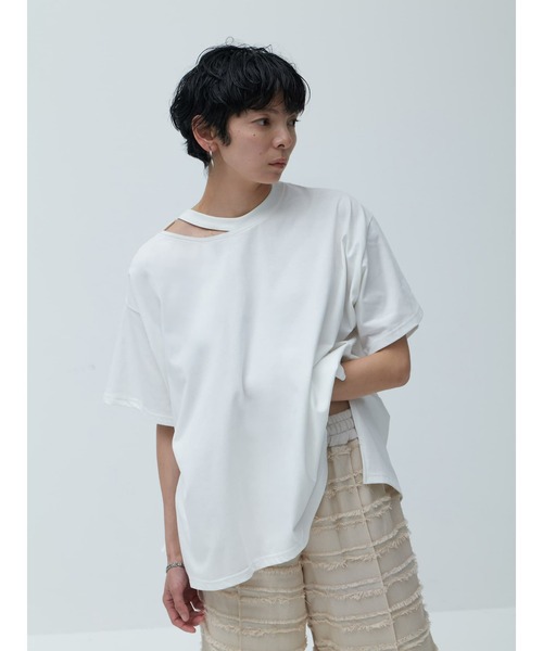 tシャツ 「NEW素材」ネックデザインTシャツ レディース