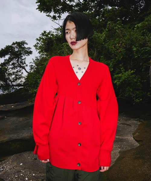 カーディガン TUCK FLARE KNIT CD レディース