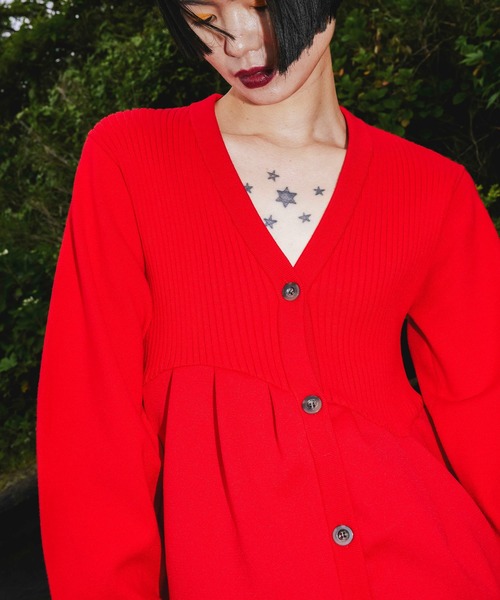 OMMO（オーエムエムオー） カーディガン TUCK FLARE KNIT CD