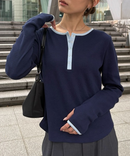 NOGLE tシャツ 「NOGLE/ノグル」ワッフルヘンリーネックトップス