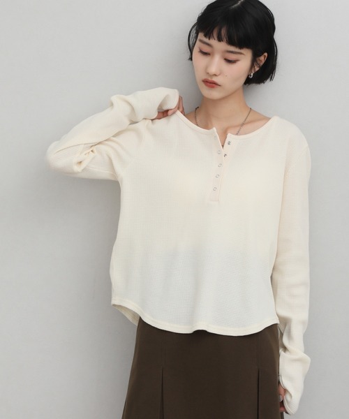 NOGLE tシャツ 「NOGLE/ノグル」ワッフルヘンリーネックトップス