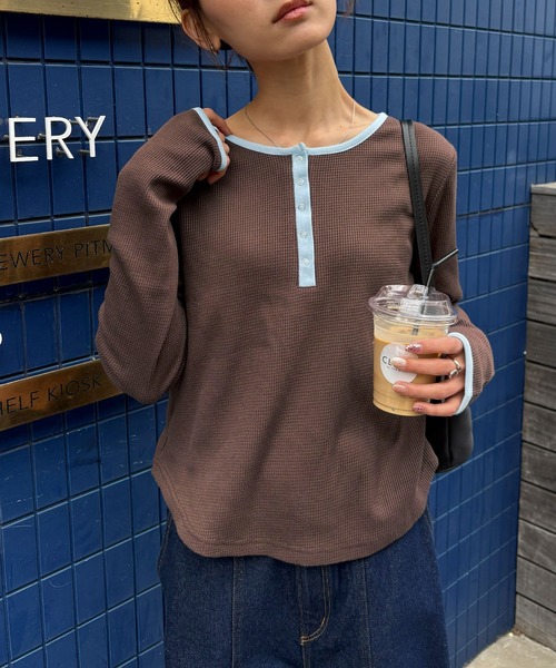 NOGLE tシャツ 「NOGLE/ノグル」ワッフルヘンリーネックトップス