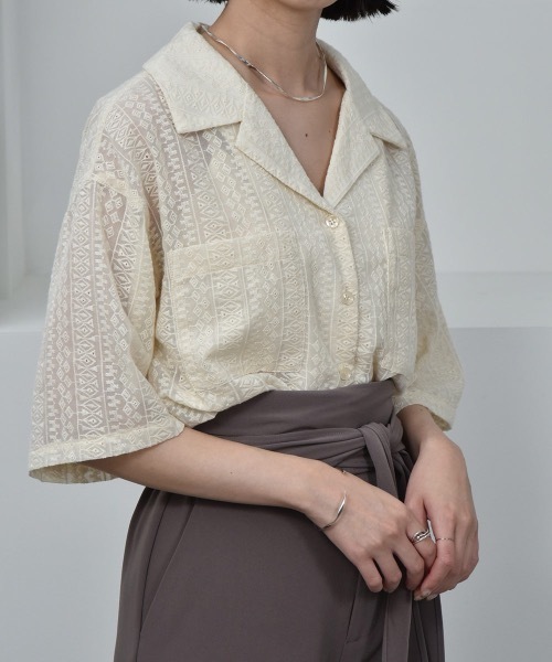 「lawgy」 半袖シャツ FREE ベージュ レディース_画像4