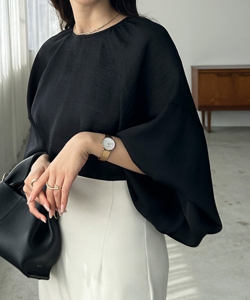 「Louere」 7分袖ブラウス SMALL モカ レディース_画像8