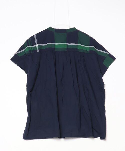 「Sunny clouds」 チェック柄半袖ブラウス M グリーン レディース_画像2