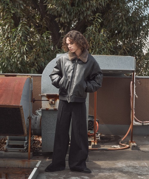 Casper John フェイクレザー ボンバージャケット　Mサイズ　ブラック 完売品】Casper John MA-1 ボンバージャケット - メルカリ