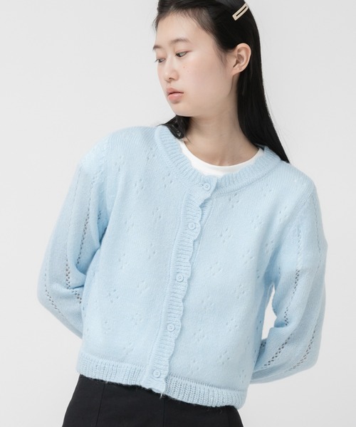 HEILIS（ヘイリス） ニットカーディガン FREE ライトブルー レディース