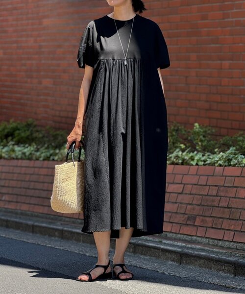 BEARDSLEY（ビアズリー） 半袖ワンピース FREE ブラック レディース