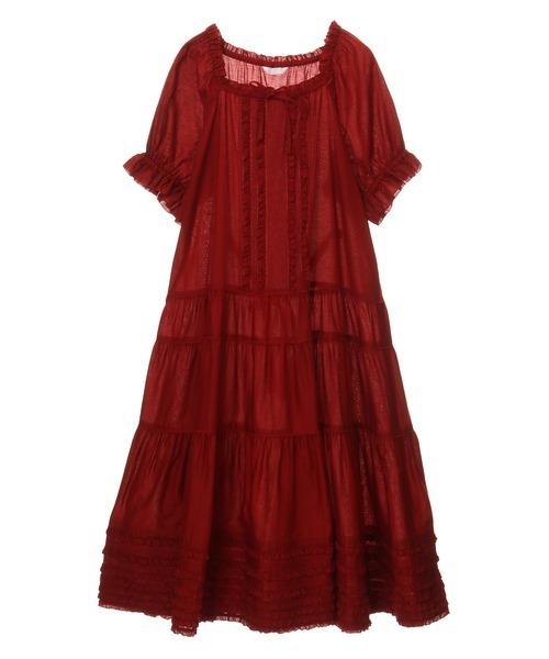 PINK HOUSE（ピンクハウス） 半袖ワンピース フリー レッド レディース