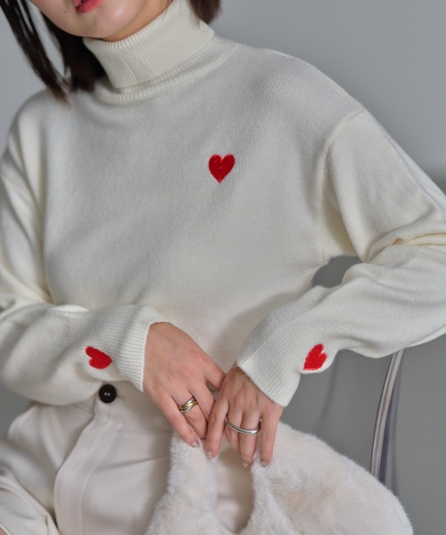 「deux amour」 タートルネックニット FREE レッド レディース_画像6